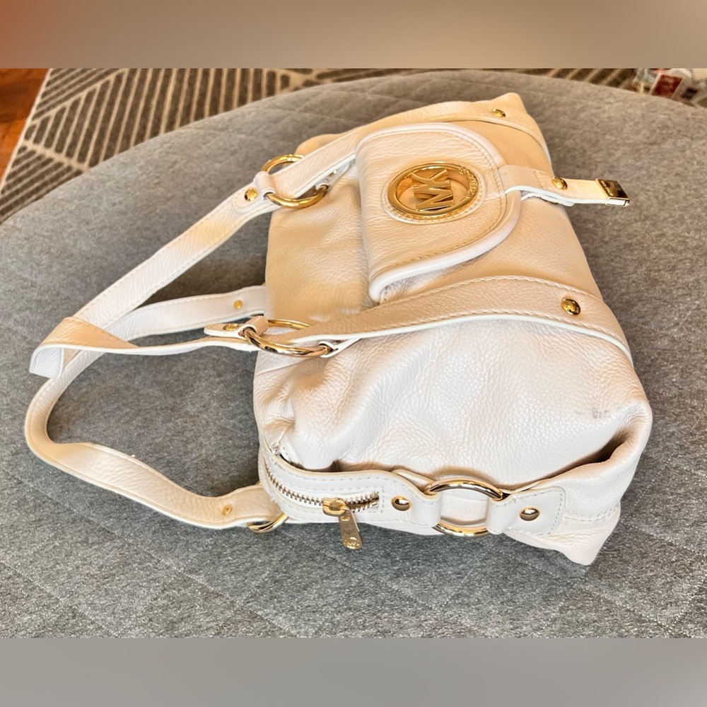 Michael Kors Large Fulton Cream Neutral Classic Pebbled Leather Satchel Orig$398 - Picture 3 of 15